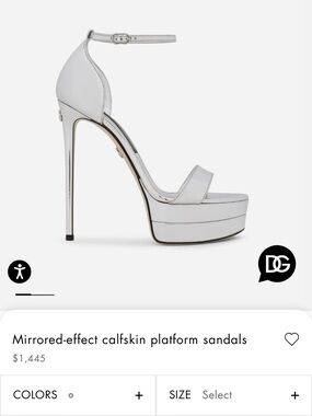 D&G White Mirrored-Effect Calfskin Platform Ankle-Strap Sandals